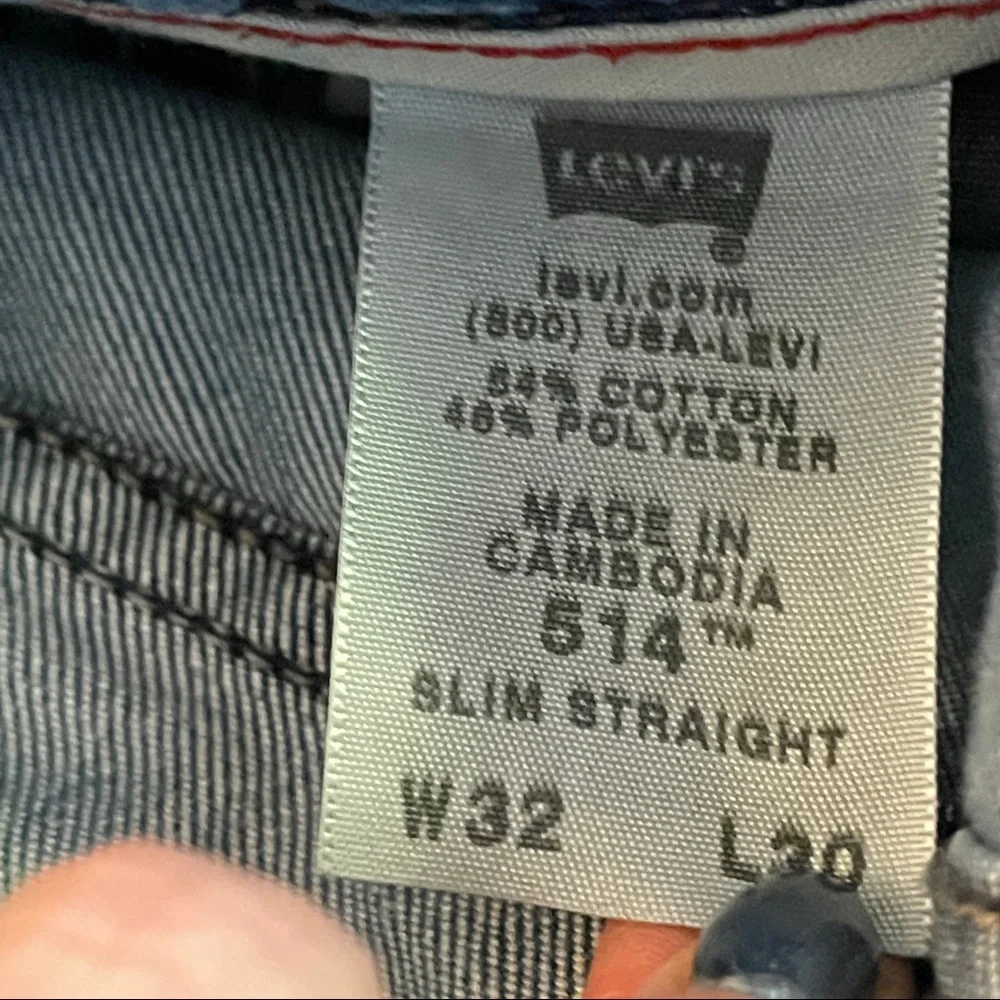 LEVI'S 514 Slim Straight denim blue jeans W32 L30